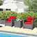 Alt View 7. Costway - 3 PCS Patio Rattan Furniture Bistro Set Cushioned Sofas Side Table Armrest - Grey + Red.