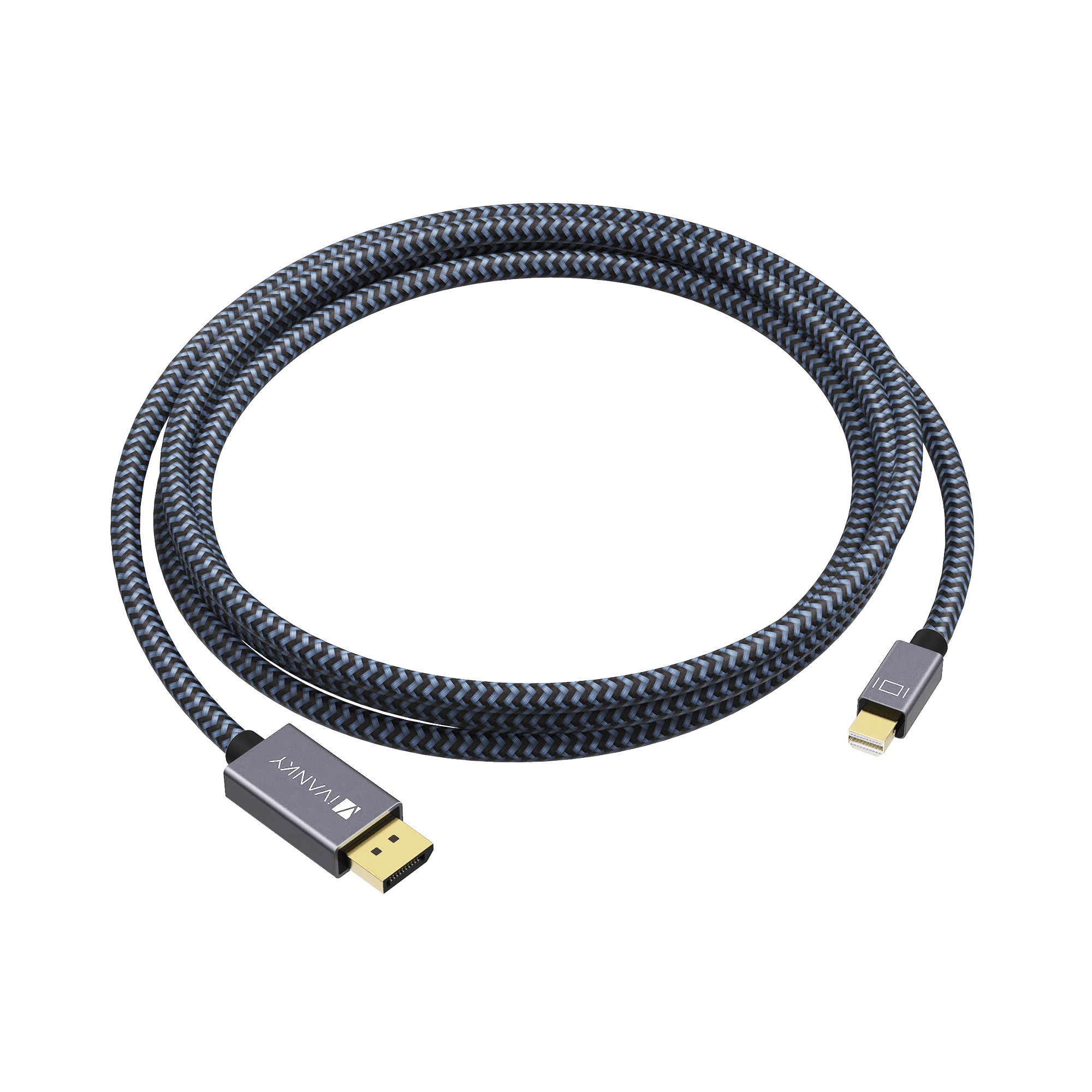 Left. iVANKY - 8K Mini DisplayPort to DisplayPort Cable 6.6ft DP to DP Cable for MacBook, PC - Black.