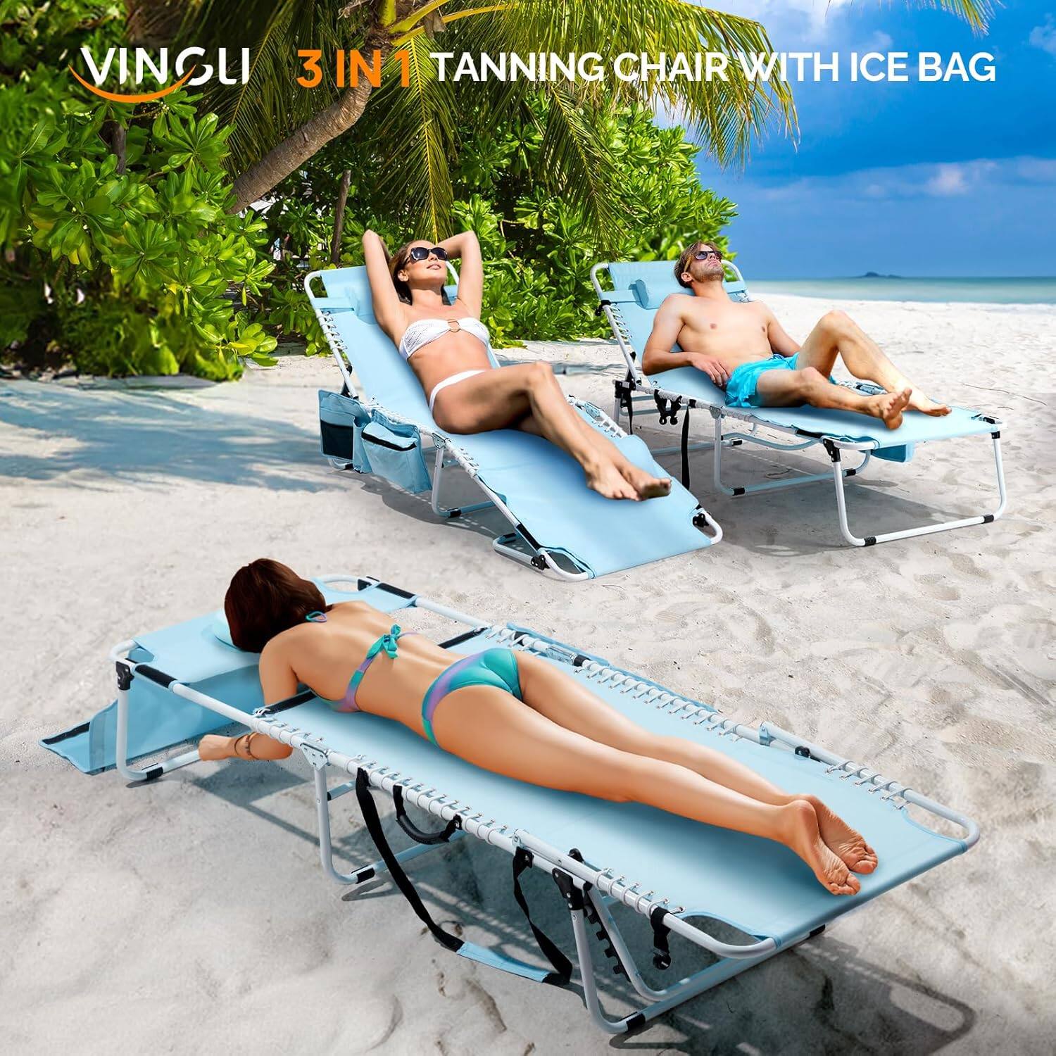 VINGLI 3 IN 1 TANNING CHAIR WITH ICE BAG