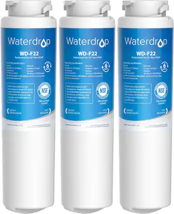Waterdrop WD-F22 Replacement for: GE* filter MSWF
Waterdrop WD-F22 Replacement for: GE* filter MSWF
Waterdrop WD-F22 Replacement for: GE* filter MSWF
Operating specification:
Capacity: 300 gallons (1,137 liters)
Flow rate: 0.5 gpm (1.9 lpm)
Temperature: 33-100°F (0.6-38°C)
Pressure: 20-100 psi (140-689 kPa)
Filter life: 6 months or 300 gallons, whichever comes first for chlorine reduction.
Tested and Certified by NSF International in Model EFF-60225 against NSF/ANSI Standard 42 for the reduction of chlorine, taste and odor and NSF/ANSI 372 for lead reduction (0.25% lead).
REPLACEMENT ELEMENT
UNLOCK
DESBLOQUEAR
LOCK
BLOQUEAR
*GE is a trademark of General Electric Company.
Capacity: 300 gallons (1,137 liters)
Flow rate: 0.5 g