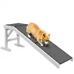 Front. Pawhut - Dog Ramp for Bed, Pet Ramp for Dogs with Non-Slip Carpet and Top Platform, 60" x 16" x 20" - White.