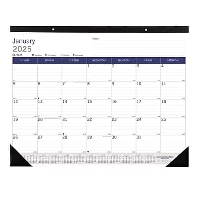 "2025 Blueline DuraGlobe 22"" x 17"" Monthly Desk Pad Calendar, (C177227) - White/Blue" price history on PriceWatchPro