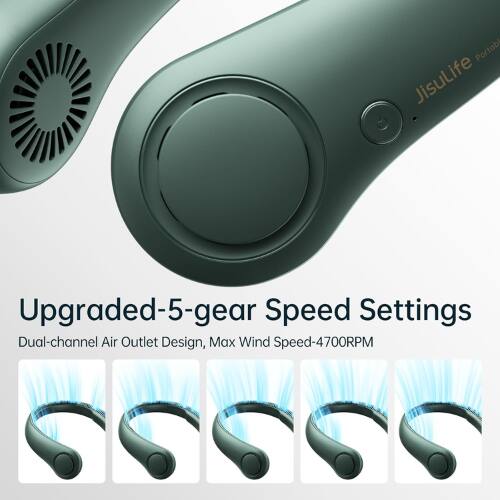 Portab JisuLife Upgraded-5-gear Speed Settings Dual-channel Air Outlet Design, Max Wind Speed-4700RPM