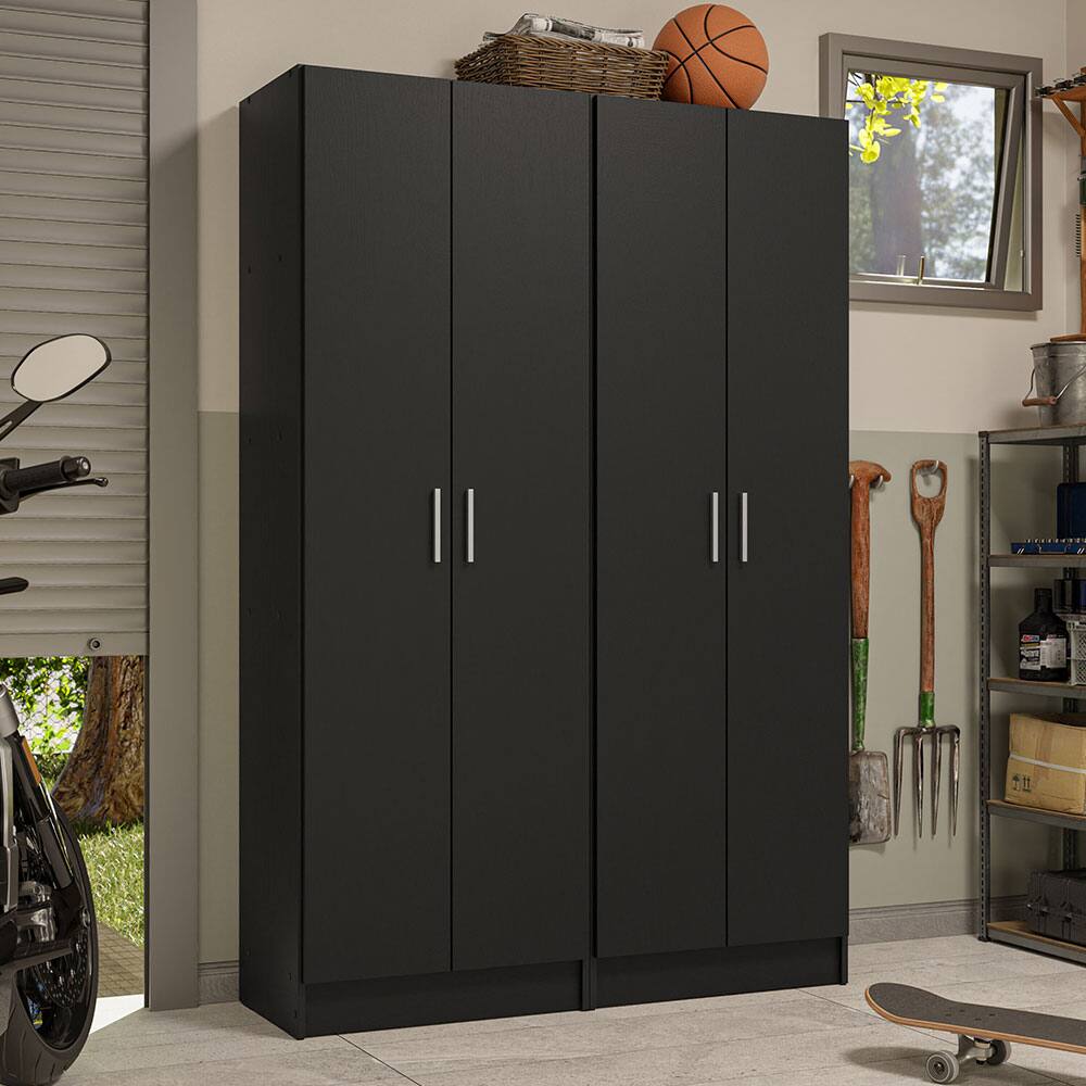 Angle. Madesa - Madesa Garage Set 2 Pantry Storage Cabinet with 8 Utility Shelves 47"L Wooden Organization Unit for Garage - Black - Black.