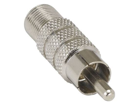 Cable Leader - F-Type Male to RCA Female Adapter, 75-Ohm, RF Coaxial, Fully Molded - Silver