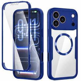 Dteck - Case For iPhone 18 Pro Built in Screen Protector, Compatible with Magsafe Accessory, Shockproof Clear Full Body Cover - Blue