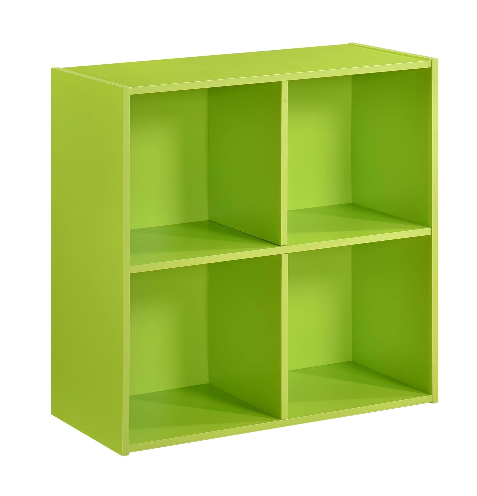 Angle. Kings Brand Furniture - Kings Brand Furniture George 4-Cube Children's Bookcase, Kids Toy Storage Shelf Organizer - Green.