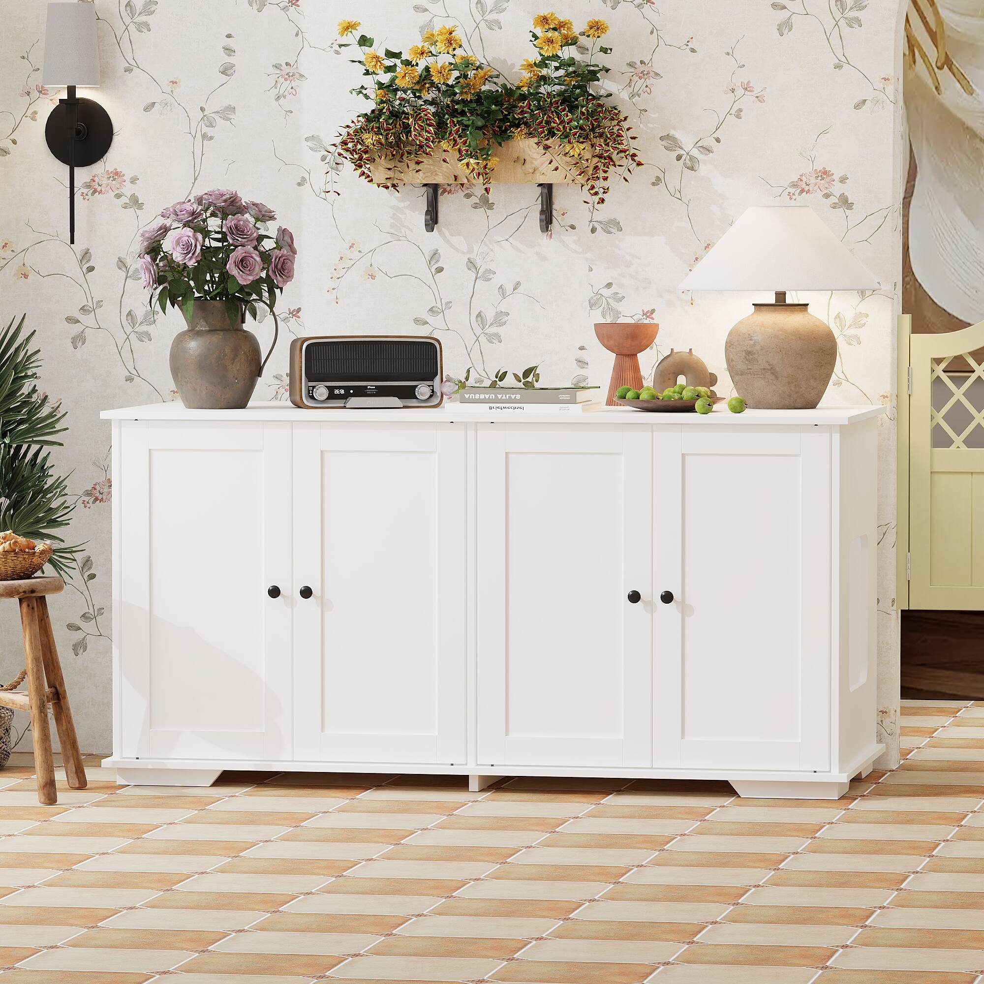 Left. Famapy - Modern Cat Litter Box Enclosure Cabinet Hidden Cat Furniture with Storage & Ventilation for Stylish Homes.