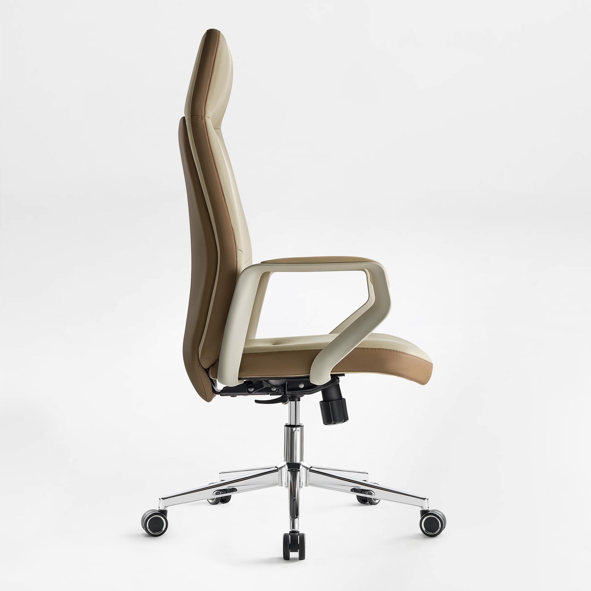 Front. Eureka Ergonomic - Executive Office Chair, Premium PU Leather, Ergonomic Armrests, Height Adjustable Swivel Base - Grey.