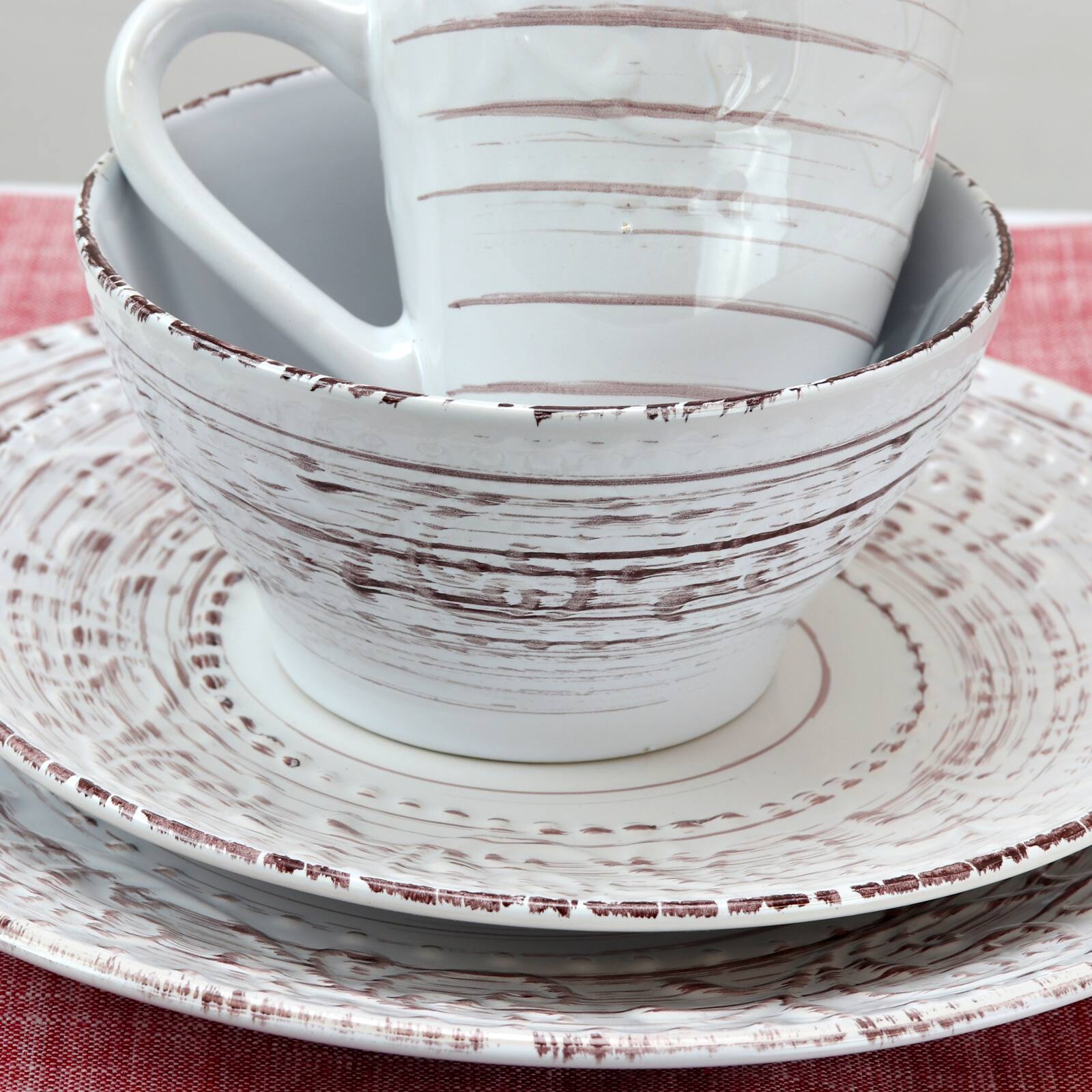 Alt View 1. Elama - Elama Malibu Sands 16-Piece Dinnerware Set in Shell - Shell.