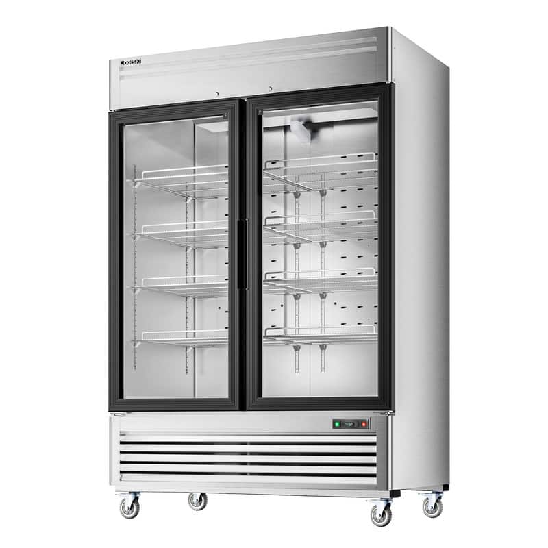 Coolski - 54 in. 47.5 cu. ft. 2-Glass Door Commercial Reach In Display Upright Freezer - Stainless Steel