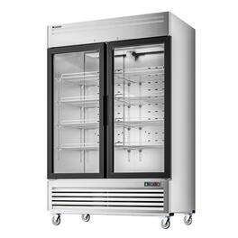 Coolski - 54 in. 47.5 cu. ft. 2-Glass Door Commercial Reach In Display Upright Freezer - Stainless Steel