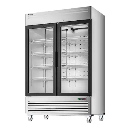 Front. Coolski - Coolski 54 in. 47.5 cu. ft. 2-Glass Door Commercial Reach In Display Upright Freezer in Stainless Steel - Stainless steel.