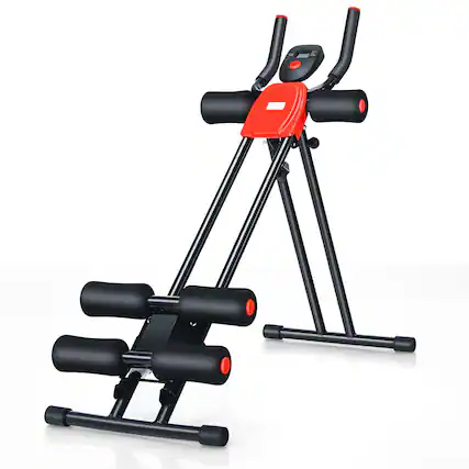Front. Costway - Adjustable Foldable Core Abdominal Trainer AB Crunch Workout Machine with Display - Black/Red.