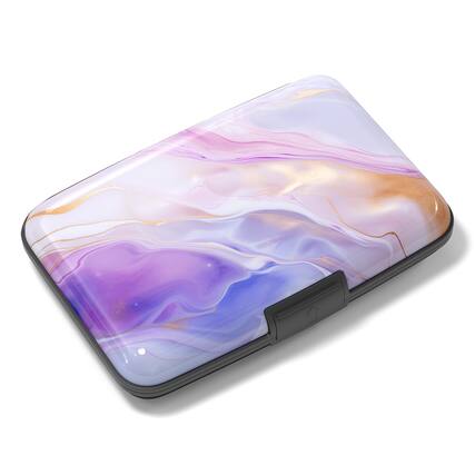 Front. Jadie Link - Aluminuml Credit Card Holder Mini Wallet Rfid Blocking Slim Metal Hard Case Women Men Pink Flower Protected Metal Card - Flow Mable.