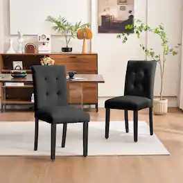 Nest - FERPIT Faux Leather Tufted Upholstered Dining Chairs Set of 2 - Black