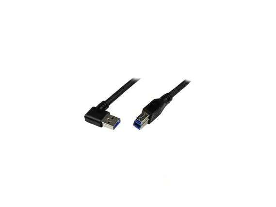 Front. StarTech.com - StarTech.com 1m Black SuperSpeed USB 3.0 Cable - Right Angle A to B - M/M.