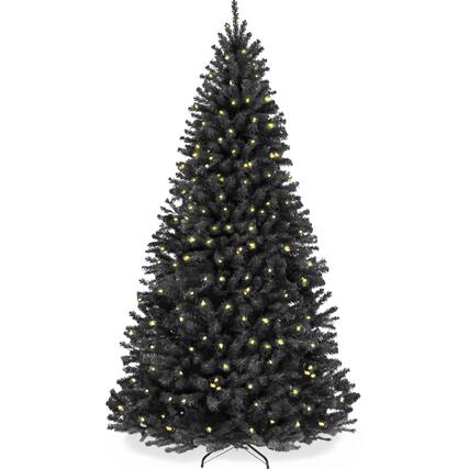 Front. Best Choice Products - Best Choice Products Artificial Christmas Tree, 9ft Premium Pre-Lit Spruce Design, Dense Branches Black Spruce - Black Spruce.