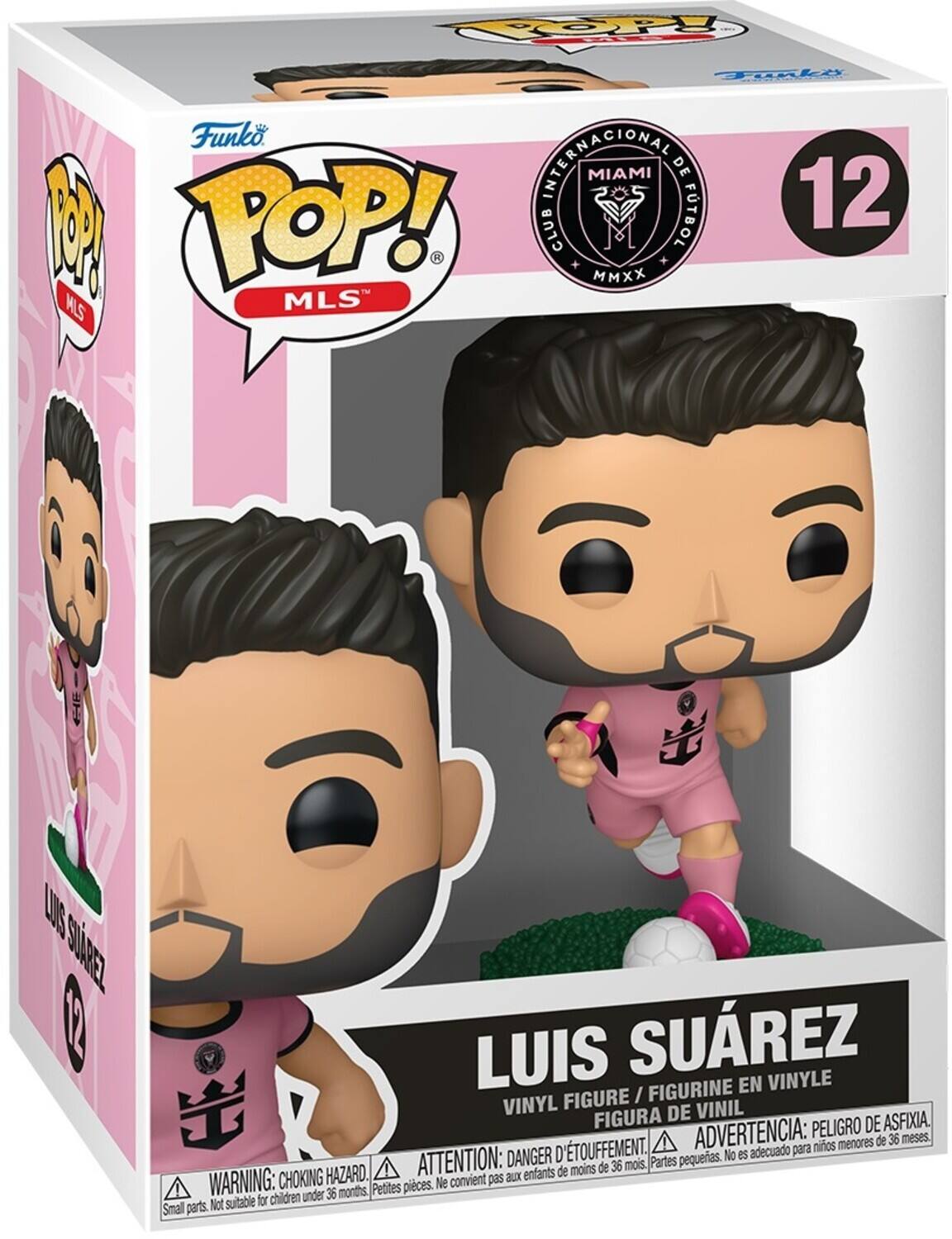 Funko POP! MLS  
12  
Luis Suárez  
Vinyl Figure / Figurine en Vinyle / Figura de Vinil  
Warning: Choking Hazard. Small parts. Not suitable for children under 36 months.  
Advertencia: Peligro de asfixia. Pequeñas piezas. No es adecuado para niños menores de 36 meses.  
Attention: Danger d'étouffement. Petites pièces. Ne convient pas aux enfants de moins de 36 mois.