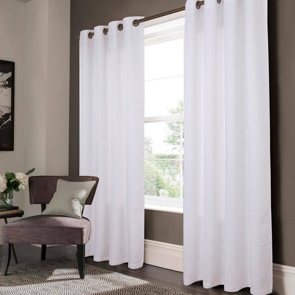 Angle. Olivia Gray - Olivia Gray Lynx Matte Embossed Blackout Grommet Curtain Panel in White - white.