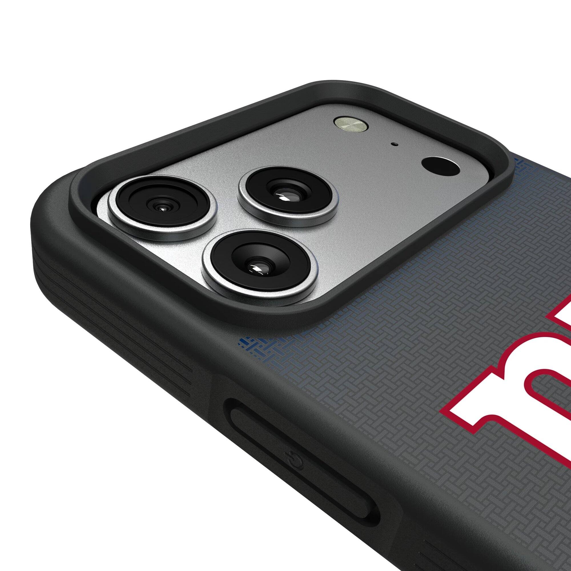 Alt View 2. Keyscaper - New York Giants Linen Logo iPhone Bump Case - 16 Pro Max - Black.