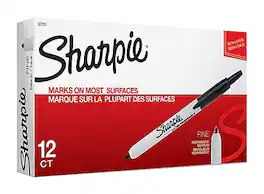 Sharpie - Retractable Permanent Marker, Fine Tip, 12/Pack - Black