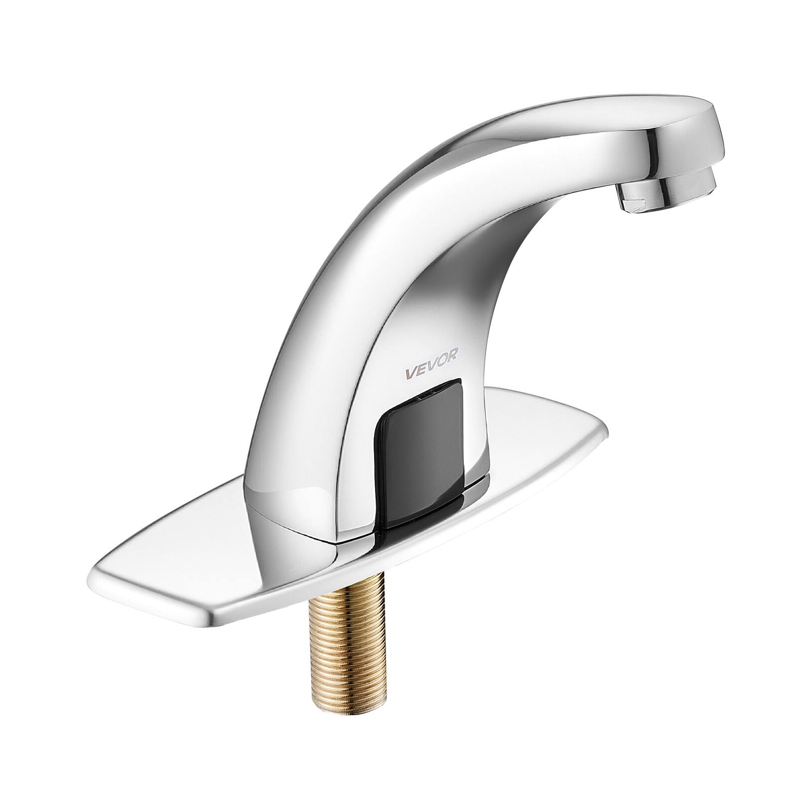 Alt View 5. VEVOR - Touchless Bathroom Sink Faucet, Automatic Motion Sensor Restroom Toilet Faucet Cold Water with Hole Cover Plate - Silver.