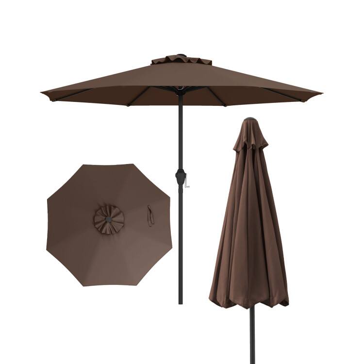 Alt View 6. Mondawe - Outdoor Heavy Duty Market Umbrella with Crank Handle and 8 Sturdy Ribs - Brown.