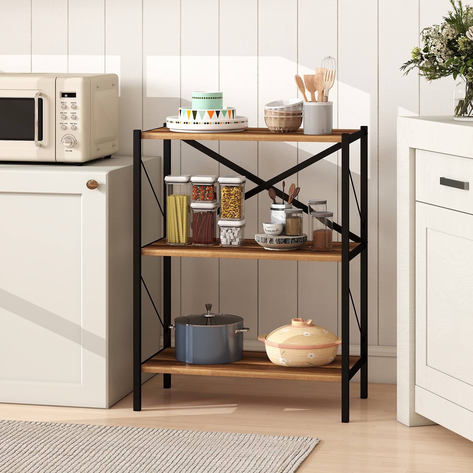 Alt View 4. Gymax - Gymax 2PCS 3-Tier Bookshelf Industrial Bookcase w/ Heavy-Duty Metal FrameBook Holder - Brown.