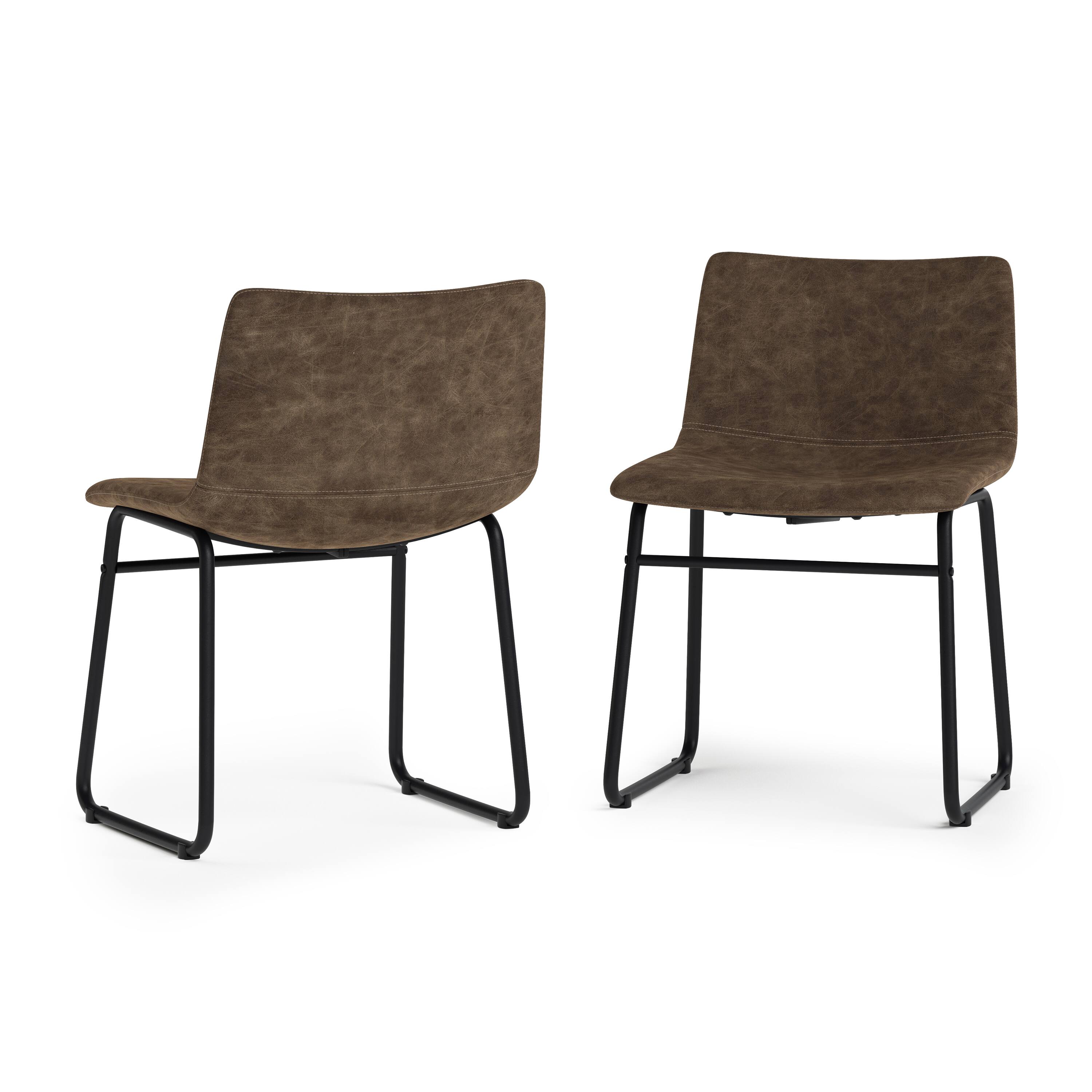 Front. Simpli Home - Warner Dining Chair (Set of 2) - Distressed Brown.