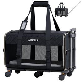 Katziela - Quilted Chariot Pet Carrier With Removable Wheels and Telescopic Handle
