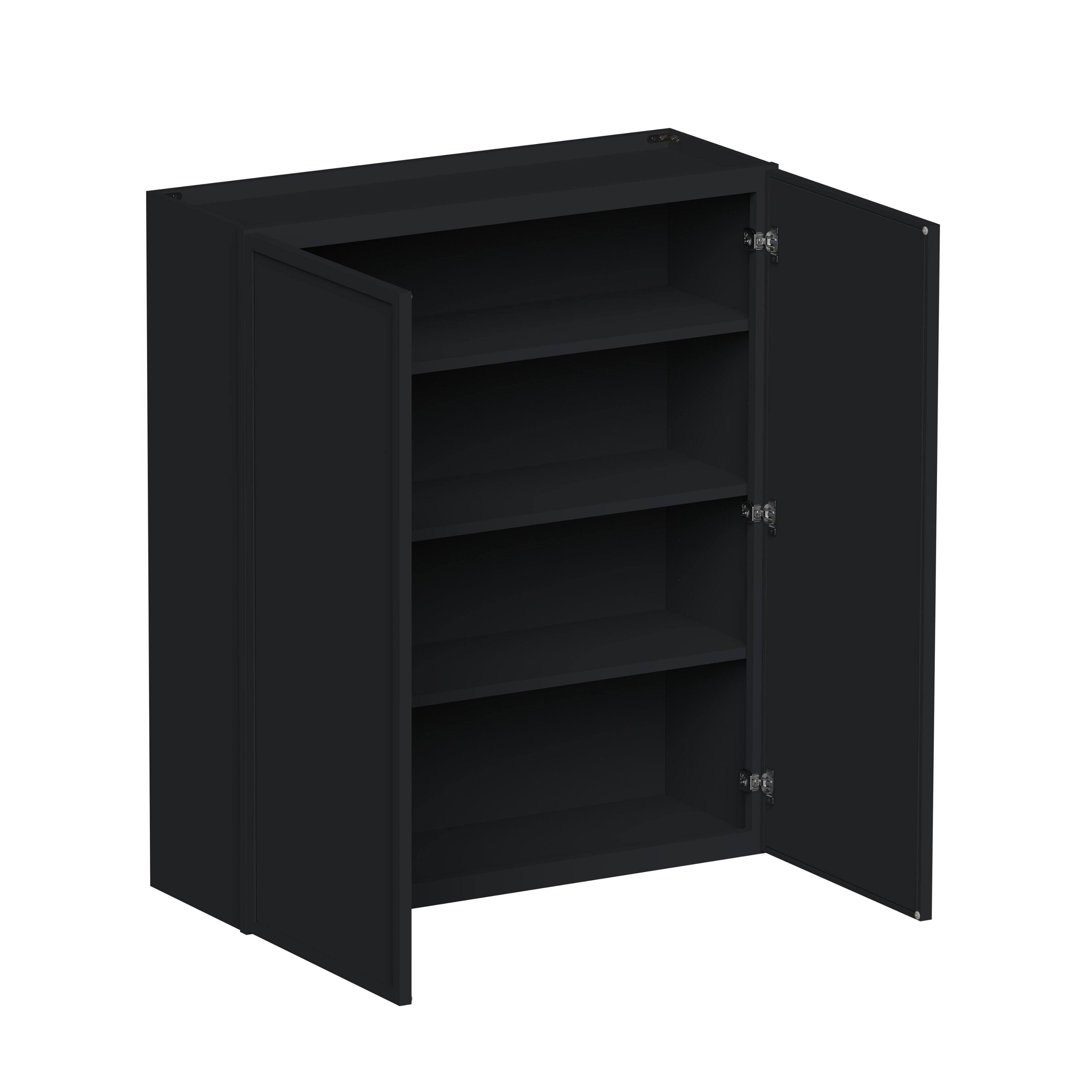 Angle. Boyel Living - 36-in W x 42-in H x 12-in D Shaker RTA Kitchen Wall Cabinet with Soft-Close - Black.