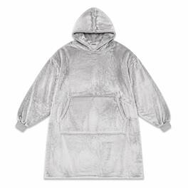 Oumilen - Oversized Wearable Hoodie Blanket, 55.1 Inch XL Super Soft Flannel Hooded Blanket Sweatshirt with Pocket - Light Gray