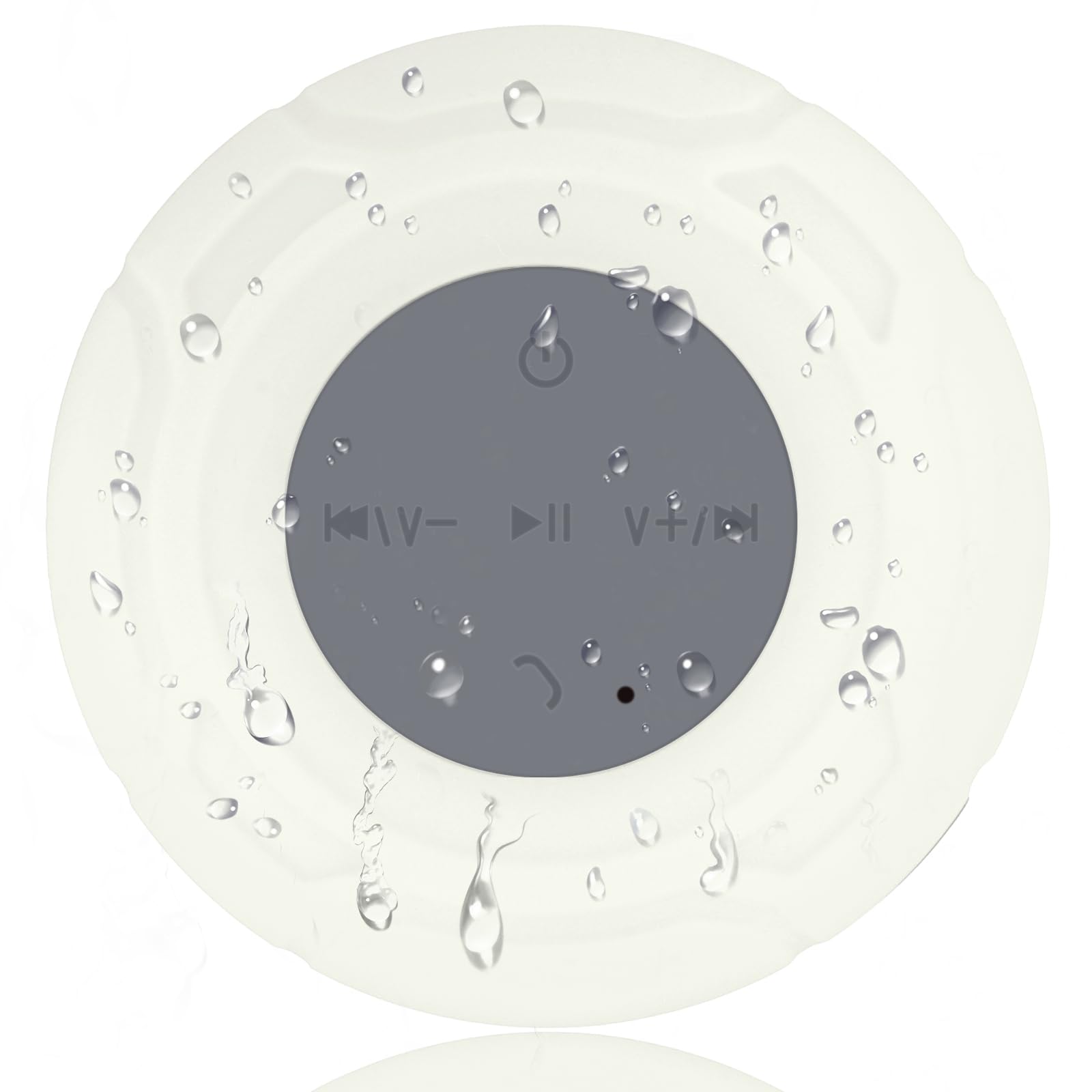 Front. Cozy Serene - Shower Waterproof Wireless Mini Small Cute Portable Water Resistant Bathroom Suction Cup Handsfree Speakerphone Built-in - White.