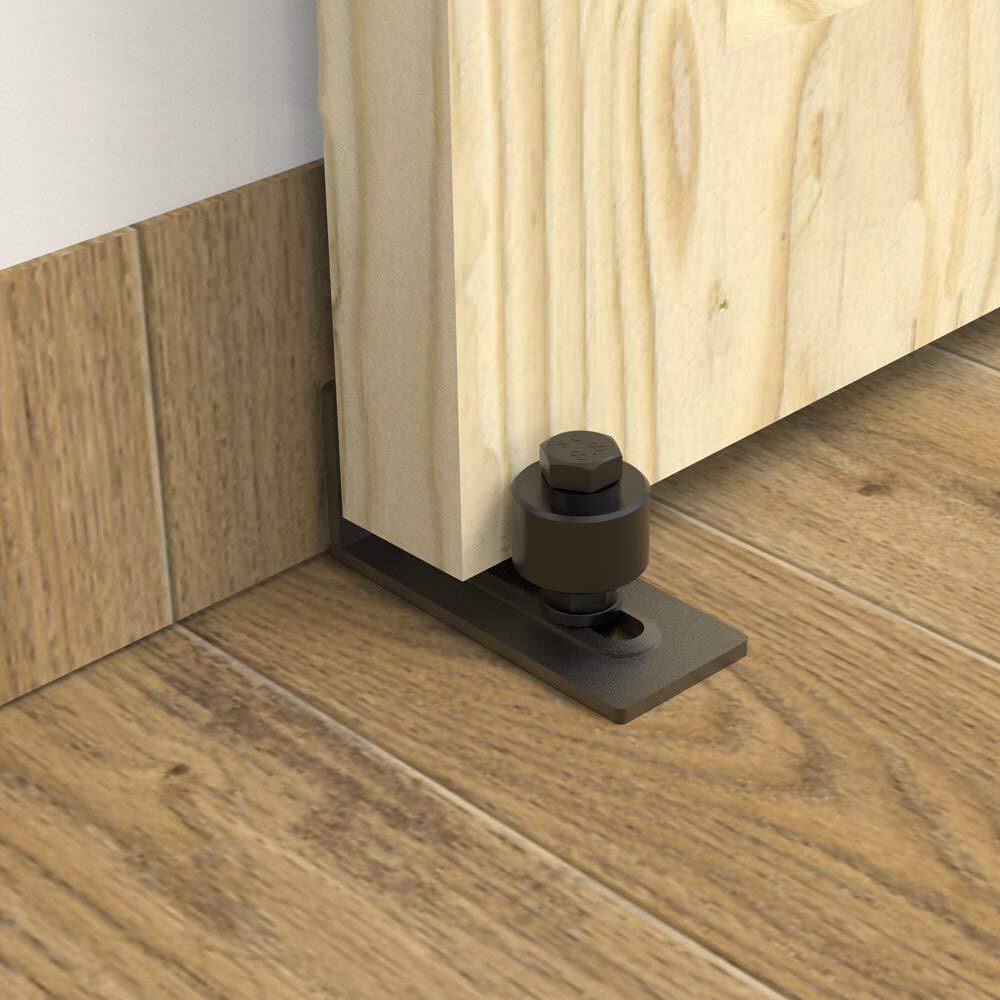 Alt View 1. Boyel Living - 3.66 in. Black Steel Adjustable Heavy-Duty Sliding Barn Door Floor Guide Hardware - Black.