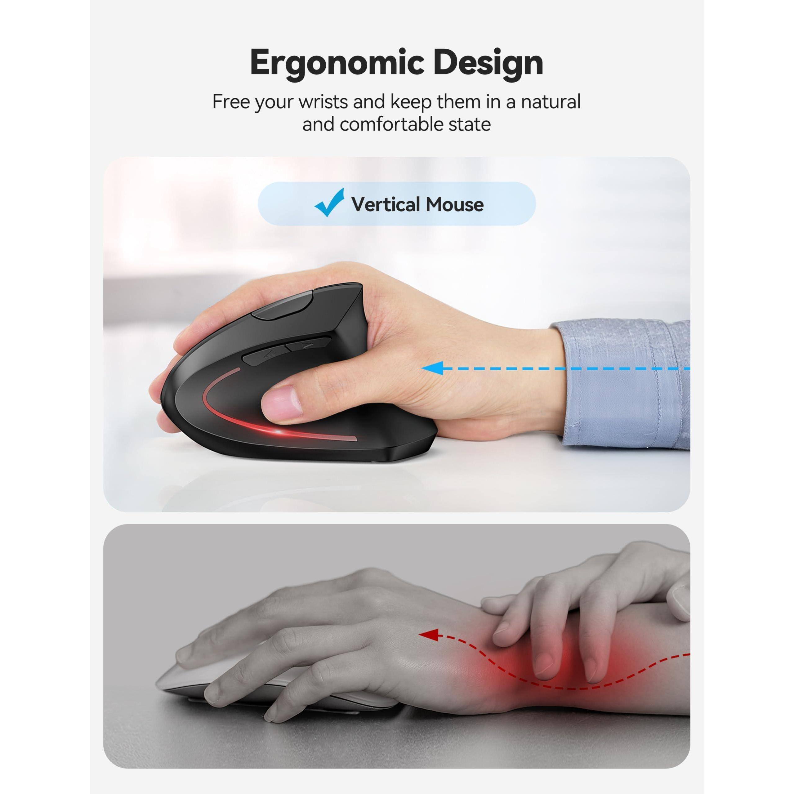 Ergonomic Design  
Free your wrists and keep them in a natural and comfortable state  

Vertical Mouse