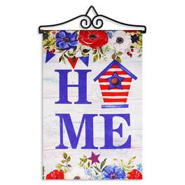 G128 - Garden Flag Hanger 14 in with 12x18 Double-Sided Blockout Garden Flag Birdhouse HOME Design - Multicolor