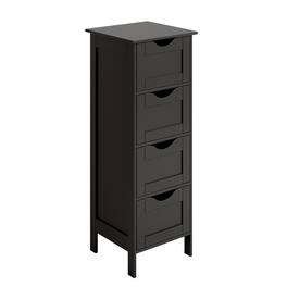 Winado - Wooden Floor Freestanding 4 Drawers Dresser Bedroom Cabinet Free Standing Organizer Bathroom Storage Organizer Rack - Black