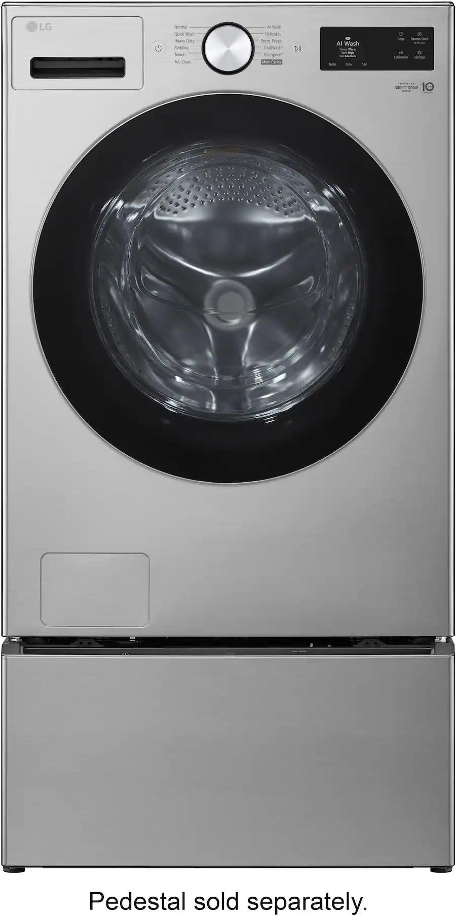 LG 5.0 Cu. Ft. High Efficiency Stackable Smart Front Load Washer with ...