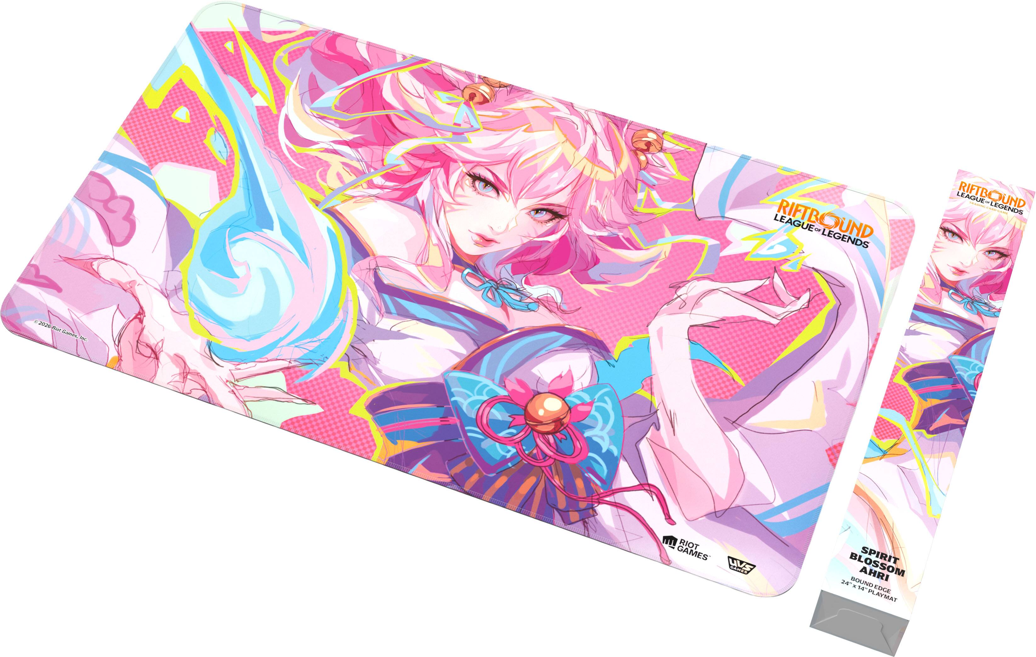 LEAGUE RIFTBOUND - LEGENDS  
LEAGUE RIFTBOUND - LEGENDS 2026a 2020o  
- RIOT GAMES WVS MARIT BLOSSOM SPIRIT BOUND AHRI 20114 24 -  
EOGE PLAYMAT  

RIFTBOUND  
LEAGUE OF LEGENDS  

SPIRIT BLOSSOM  
AHRI  
BOUND EDGE  
24" x 14" PLAYMAT  

RIFTBOUND  
LEAGUE OF LEGENDS