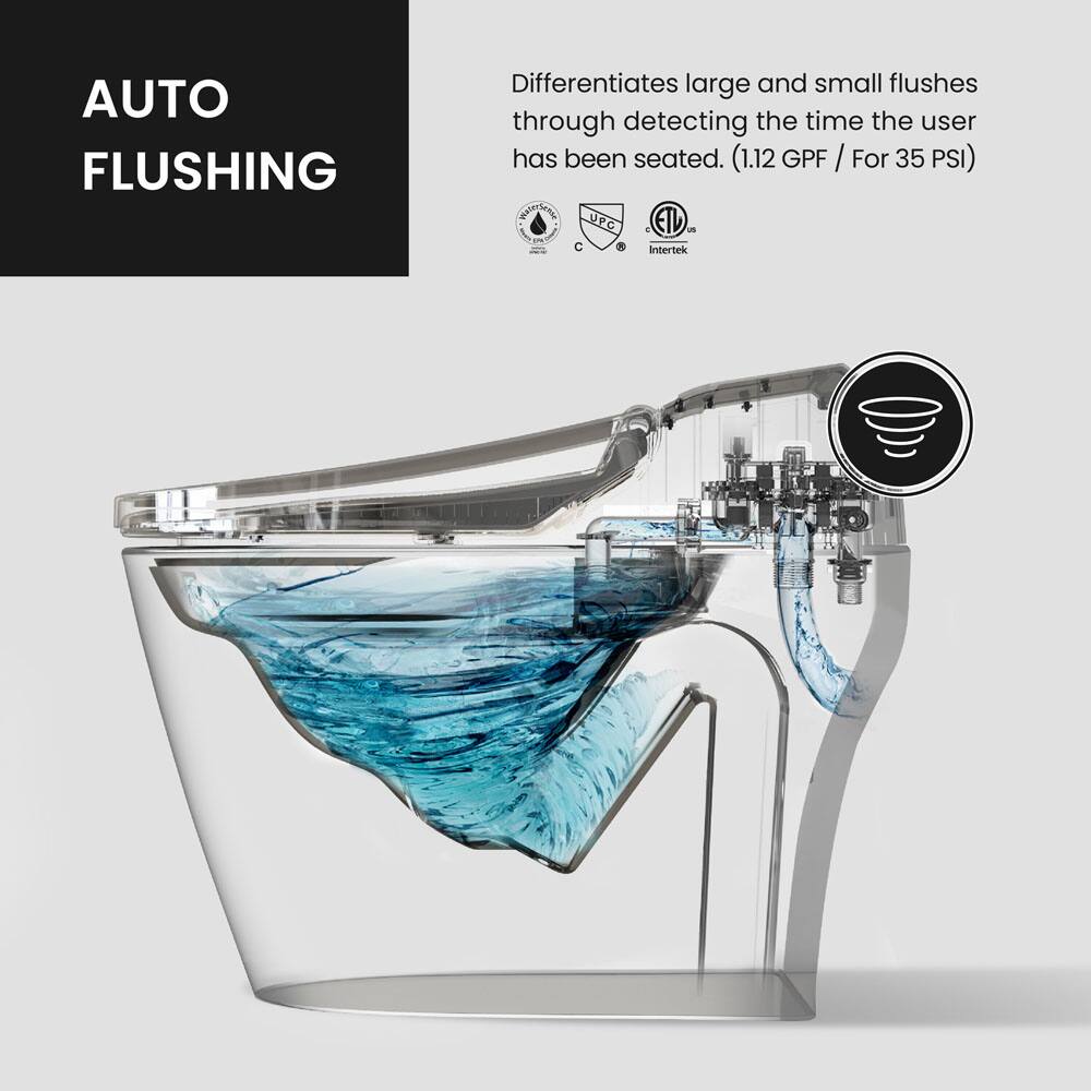 AUTO FLUSHING

Differentiates large and small flushes through detecting the time the user has been seated. (1.12 GPF / For 35 PSI)

UPC ETL UN Intertek