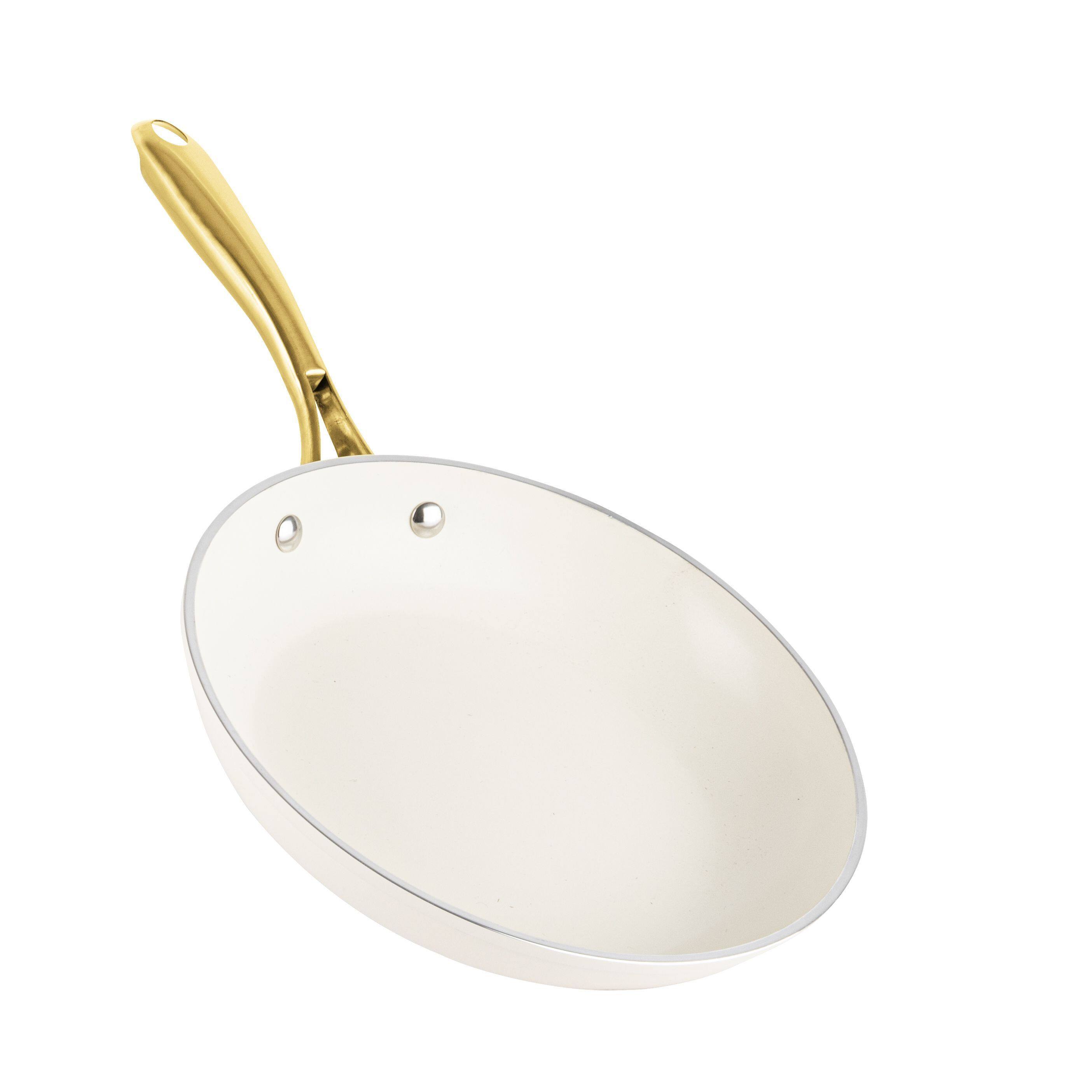 Gotham Steel - 12'' Ultra Nonstick Ceramic Fry Pan with Gold Stay Cool Handle - Cream