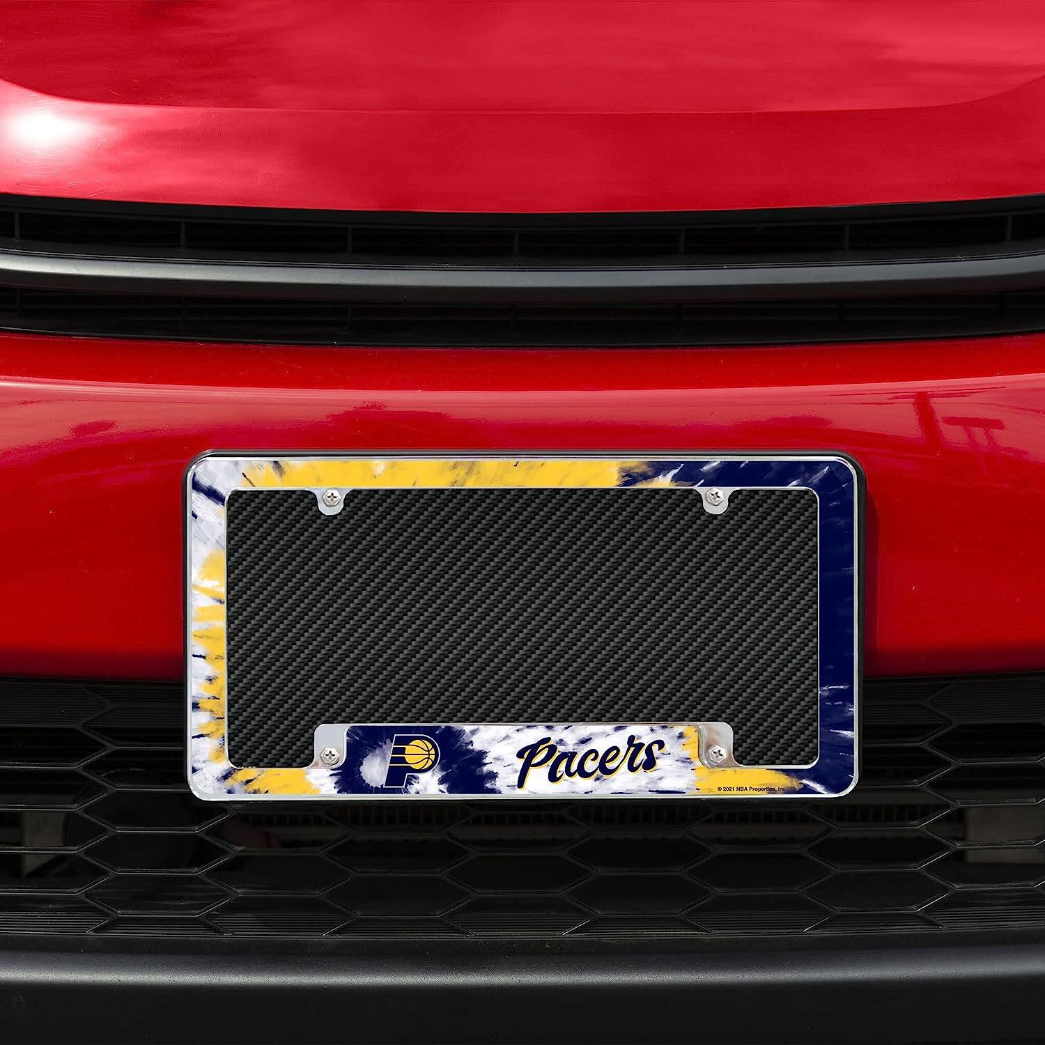 Alt View 1. Rico Industries - Indiana Pacers Chrome Metal License Plate Frame with Bold Tie Dye Design - Multi.