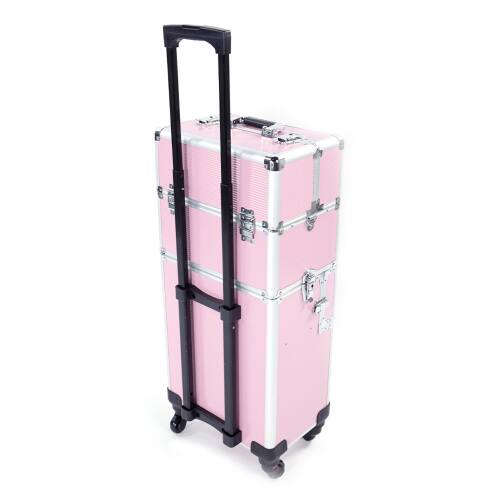 Alt View 1. Winado - 3 in 1 Rolling Makeup Train Case Large Cosmetic Trolley with 360° Rotation Wheels Professional for Nail Dresser Hairstyl - Light Pink.