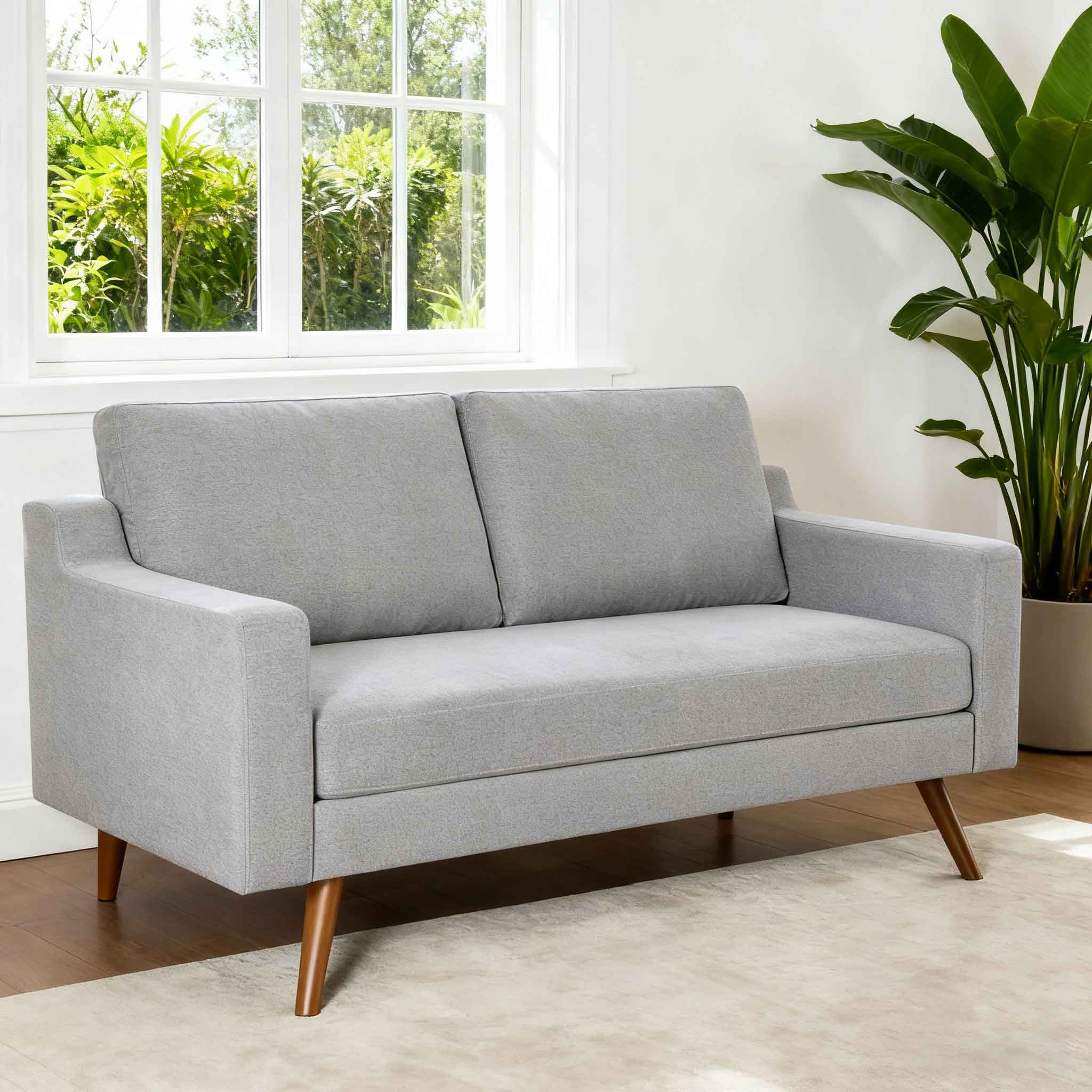 Vipbear - 65.4" Loveseat Sofa,Tool-Free Setup Small Couchesfor Bedroom Office,Gray - Gray