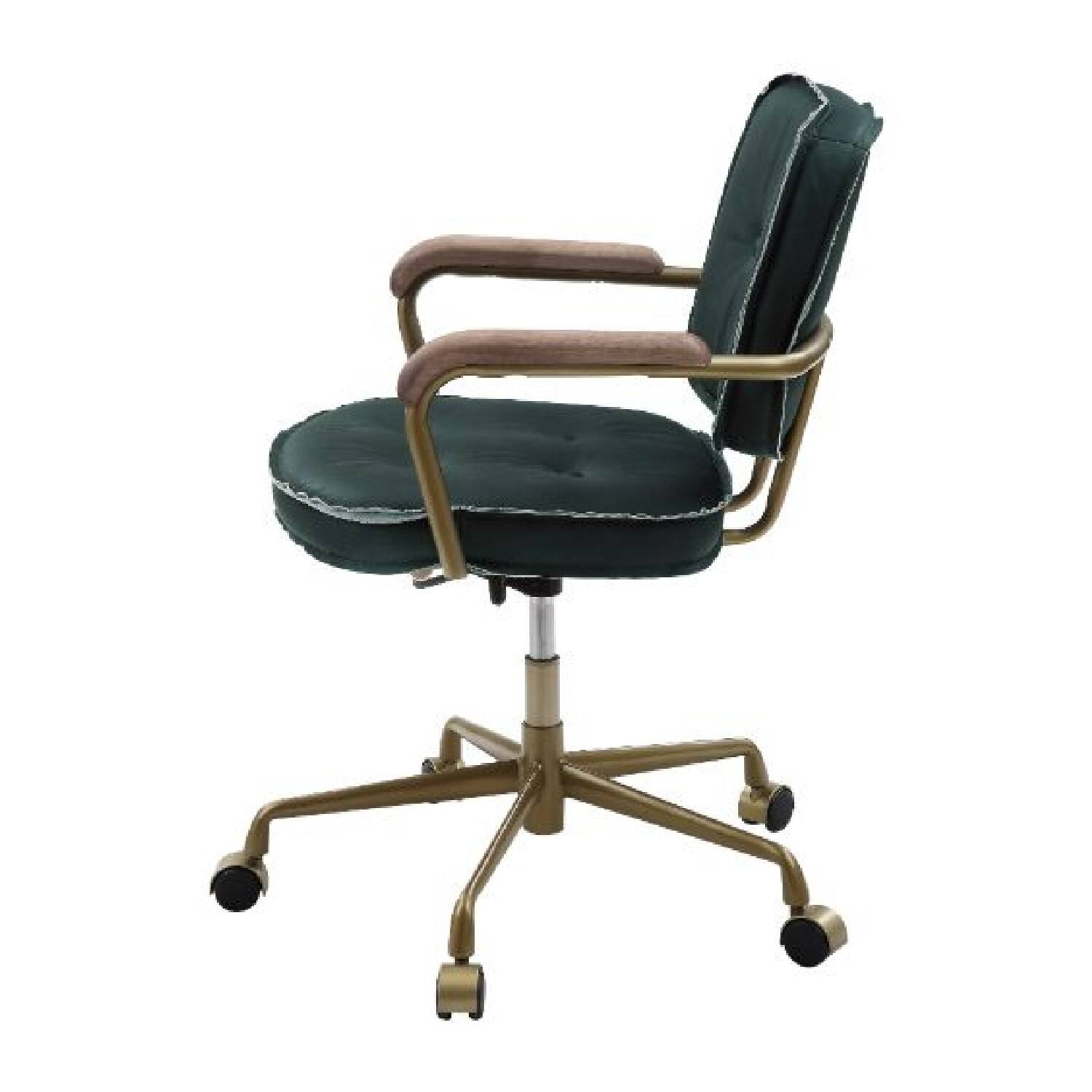 Alt View 1. Manhattan Lane - Office Chair with Leather Seat and Button Tufted Back - Green.
