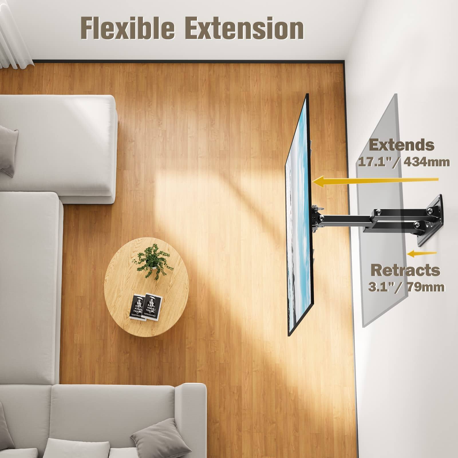 Flexible Extension

Extends 17.1" / 434mm

Retracts 3.1" / 79mm