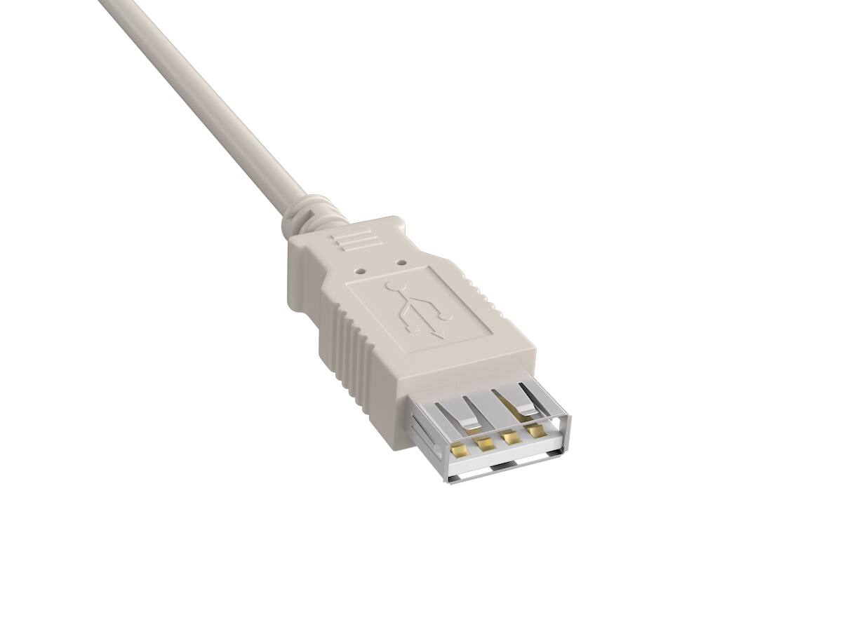 Angle. Cable Leader - USB 2.0 Type A Male to Female Extension Cable, 480Mbps, Double-Shielded, Gold-Plated - White.