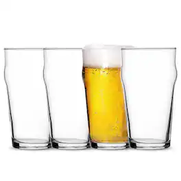 Bormioli Rocco - Nonix Stackable Beer Glasses Set of 4, Pint Glasses 19.75 oz - Clear