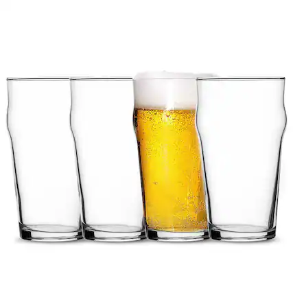 Front. Bormioli Rocco - Bormioli Rocco Nonix Stackable Beer Glasses Set of 4, Clear Pint Glasses 19.75 oz - Clear.